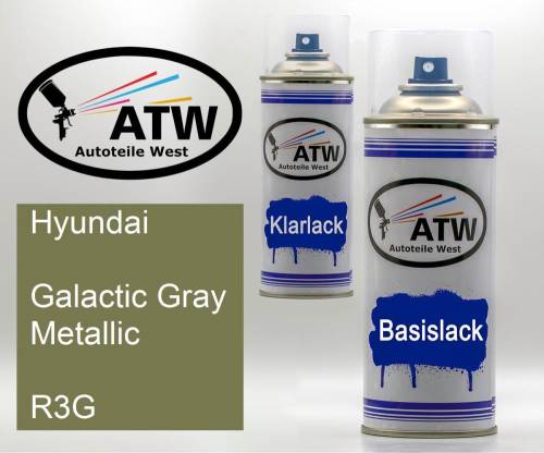 Hyundai, Galactic Gray Metallic, R3G: 400ml Sprühdose + 400ml Klarlack - Set, von ATW Autoteile West.